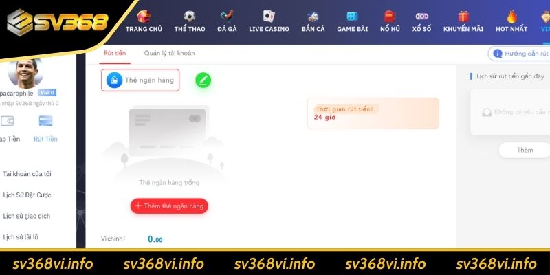 Hướng dẫn rút tiền SV368